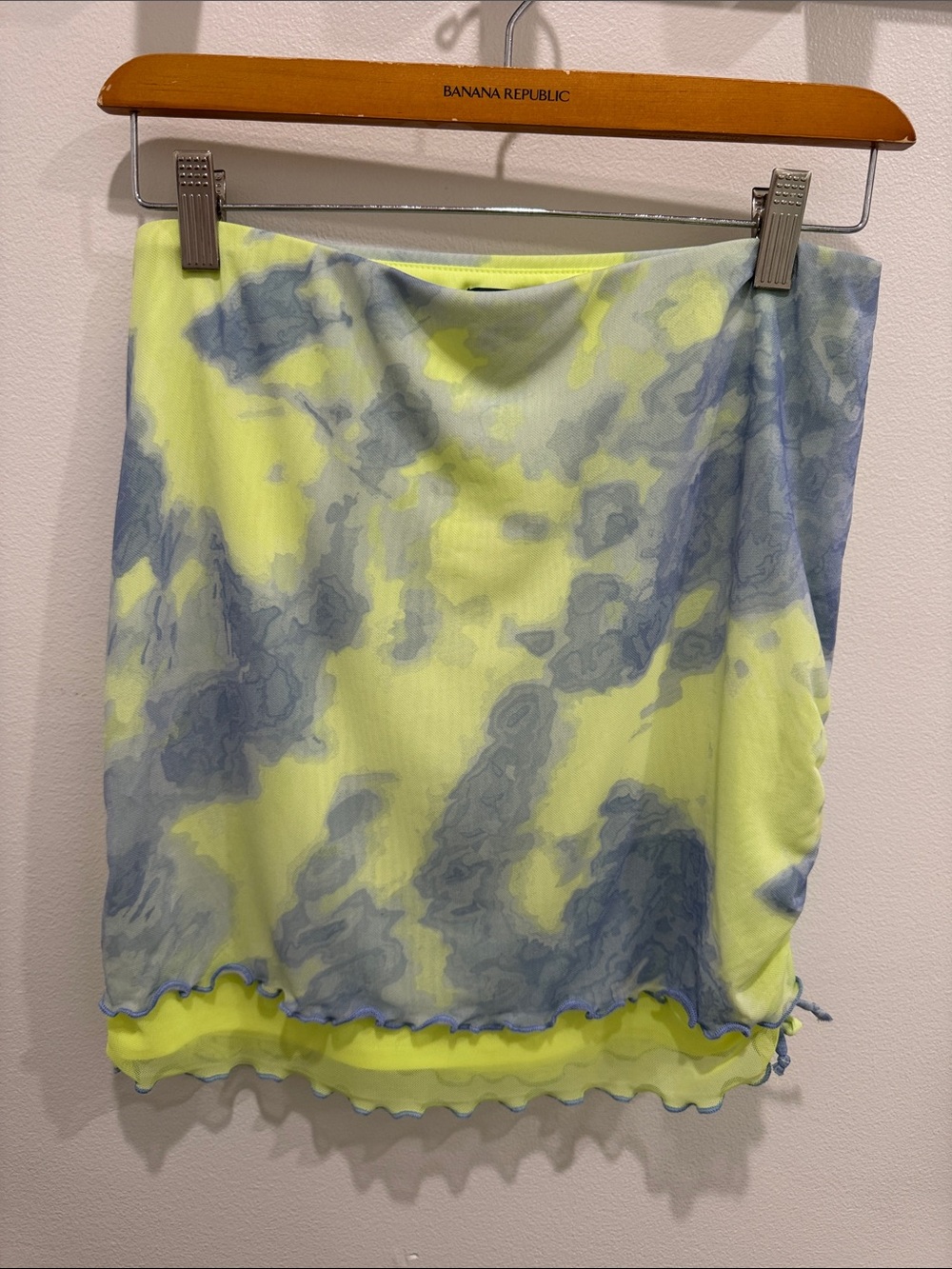 wild fable Neon Yellow and Light Blue Tie-Dye Mini Skirt
